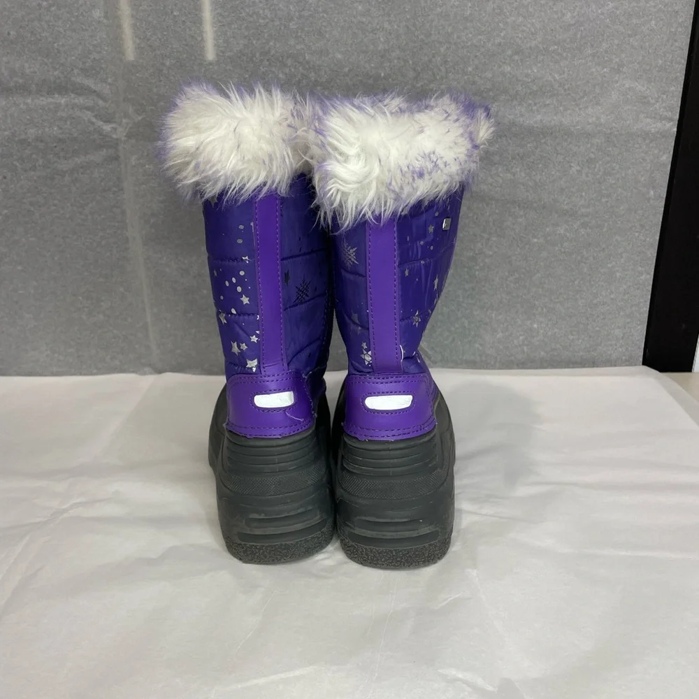 Purple Snowflake Thermolite Kids Snow Winter Rain Boots Fur Lined Size 3